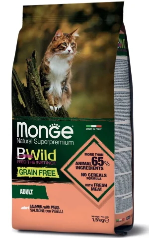 Monge Feline Adult Natural Superpremium BWild Grain Free Salmon with Peas 1.5 kg