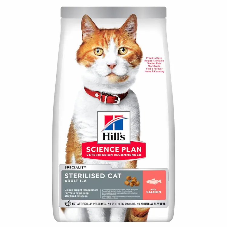 hill’s science plan sterilised cat adult cat food with salmon 1.5kg