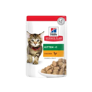 hill’s science plan tender chunks in gravy kitten chicken wet pouches 85g