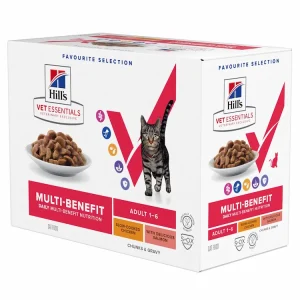 hill’s vet essentials multi benefit adult cat chicken salmon stew multipack 85g