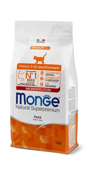 monge feline natural superpremium monoprotein kitten duck 1.5 kg