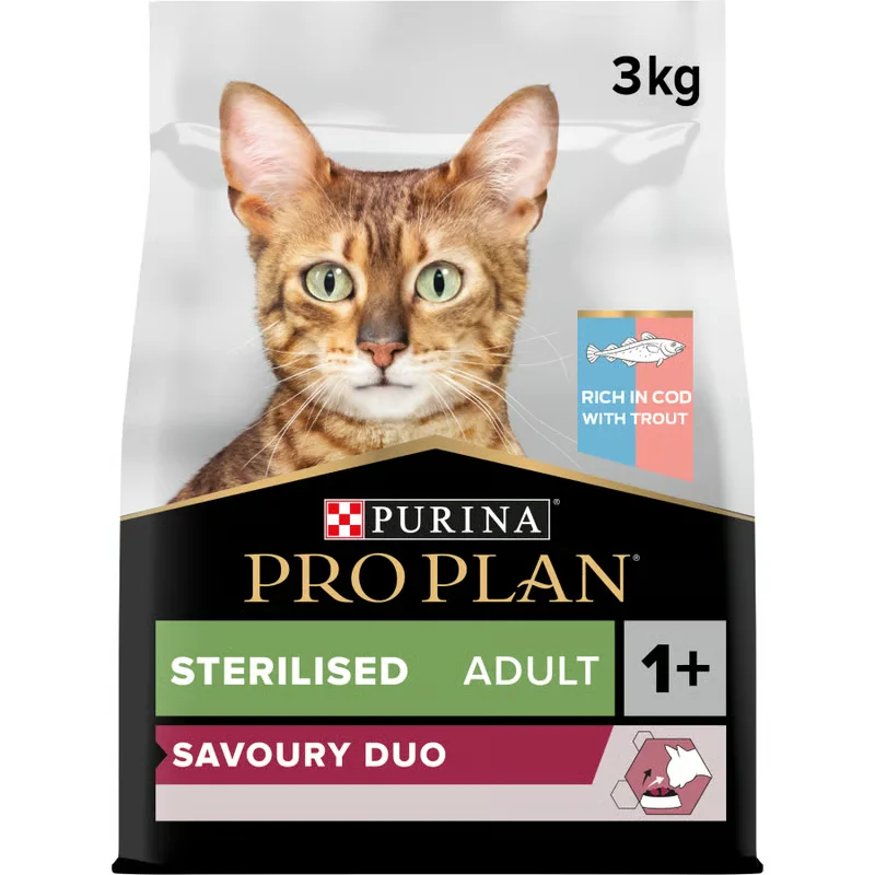 purina pro plan sterilised adult savory duo rich in cod with trout