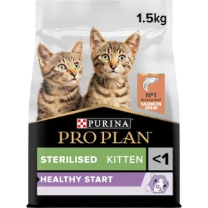 purina pro plan sterilised kitten healthy start dry cat food with salmon 1.5 kg